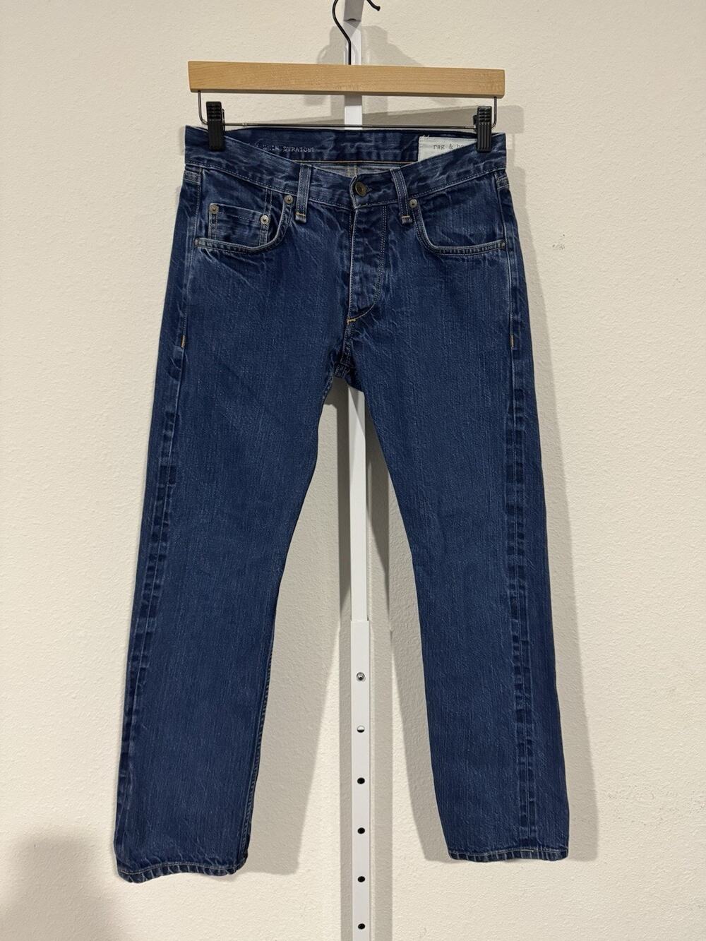 Rag Bone Rb 15X Slim Straight Jeans Men’s 29x28 Blue Denim Button Fly